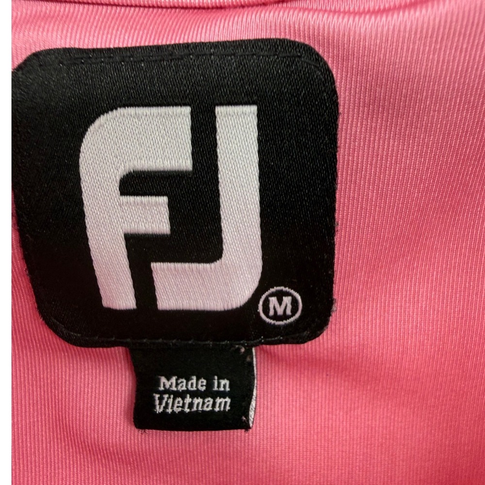 FootJoy Mens ProDry Golf Polo Shirt Pink Floral Stripe Performance Size Medium - Picture 4 of 6